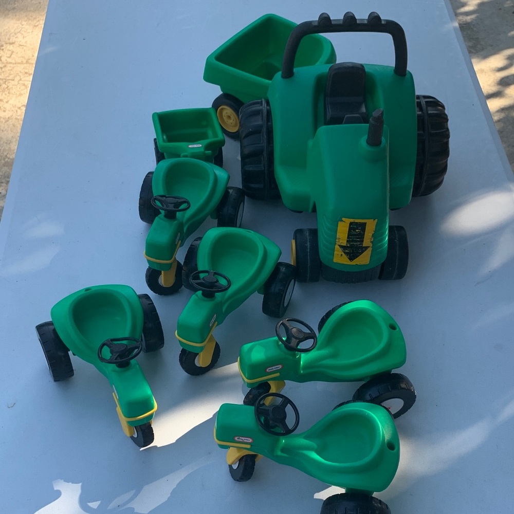 Vintage Little Tikes Green Toy Tractor Set